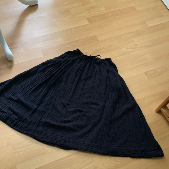 Free People Navy Blue Aline Full Midi Cotton Skirt Size XS - Picture 11 of 16